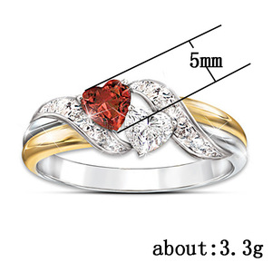Elegante anello con zirconi cubici a forma di cuore per donna, con montatura a pavé, tono argento e oro, gioielli di moda H094 - Product Image 5