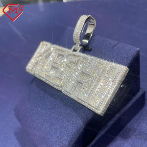 Ювелирные изделия в стиле хип-хоп VVS изумрудно вырезанные Буквы с именем Муассанит Кулон 925 Серебряный изготовленный на заказ кулон с муассанитом - Product Image 2