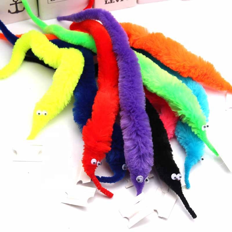 Лидер продаж от поставщика Чжэцзян, разноцветные пушистые Волшебные трюки, червь для обучающих игрушек, 23 см