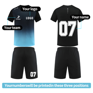 Ensemble de sport 100 % polyester pour équipe sportive, t-shirt et short dégradé, grande taille 3XL, idéal pour l'entraînement estival, ensemble de gym pas cher - Product Image 2