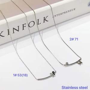 Collar de acero inoxidable Chapado en platino redondo cuadrado de circón al por mayor de joyería Xuping, venta al por mayor de Zircon - Product Image 2