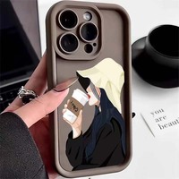Coque de téléphone portable antichoc en TPU avec motif Nice Coffee Girl et protection d'objectif pour iPhone 11 12 13 14 15 16 17 18 Pro Max