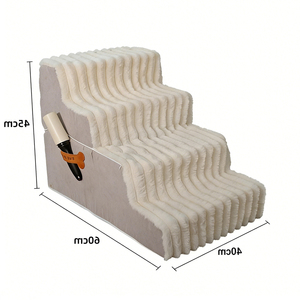 Escalier pour animaux de compagnie en polaire douce 40x45x35cm, antidérapant, pour intérieur, avec poche latérale pour petits animaux - Product Image 4