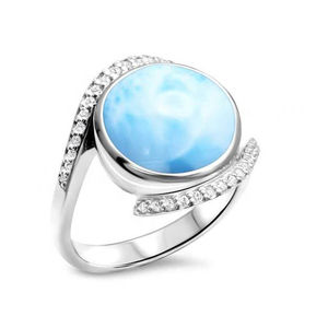 Bague en argent sterling 925 avec larimar rond pour femme – Vente en gros - Product Image 1