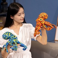 Peluche pieuvre réaliste à anneaux bleus, tentacules pliables, animal marin en peluche, cadeau en gros