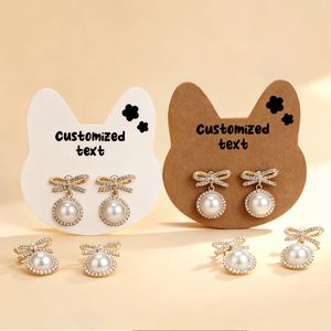 Présentoir à boucles d'oreilles, carte cadeau de Noël et d'anniversaire en papier plié, impression sérigraphique, logos et textes personnalisables, robuste - Product Image 3