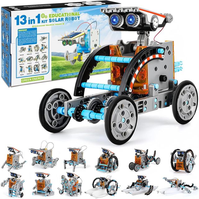 STEM 13-in-1 Educational Solar Robot Kit DIY Science Experiment Building Toys Green Energy Robotics for Kids 7-14