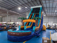 Toboggan gonflable commercial pour jeux de jardin, toboggan aquatique gonflable pour enfants