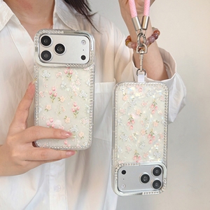 Étui <span class=keywords><strong>de</strong></span> téléphone IMD à motif <span class=keywords><strong>de</strong></span> fleurs <span class=keywords><strong>de</strong></span> coquillages à la mode <span class=keywords><strong>avec</strong></span> chaîne suspendue pour la série iPhone 18 Pro Max - Product Image 3