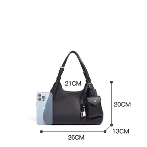 Borsa a <span class=keywords><strong>Tracolla</strong></span> in Pelle da Donna, Borsa in Vera Pelle di Vacchetta con Mini Pochette Staccabile e <span class=keywords><strong>Tracolla</strong></span> Regolabile - Product Image 4