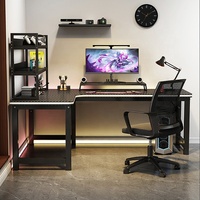 Mesa de computadora en forma de L, escritorio para juegos y silla