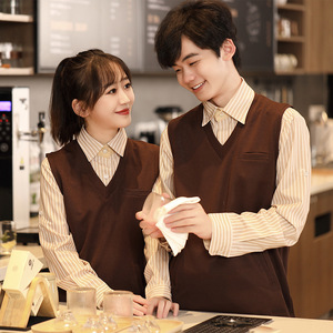 Camicia da AI-MICH cameriere autunno e inverno gilet di lana lavorato a maglia da donna con scollo a V e caffè occidentale tuta da <span class=keywords><strong>ristorazione</strong></span> - Product Image 4