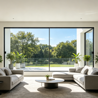 Fenêtre coulissante panoramique insonorisée à cadre étroit en profilé d'aluminium et double vitrage en verre trempé pour maison