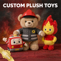 Jouets en peluche personnalisés pour pompiers OEM ODM, camion de pompiers, ours en peluche flamme, poupée en peluche, cadeau en gros