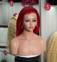 Perruques Bob en Cheveux Humains Roux 13x4 HD Lace Front Cheveux Vierge Remy Lisses et Soyeux Transparentes pour Femme avec Ligne de Cheveux Pré-Plumée