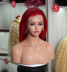 Perruques Bob en Cheveux Humains Roux 13x4 Lace Front, Cheveux Vierge Remy pour Femmes, Perruque Bob Lisse et Soyeuse avec Dentelle Transparente, Ligne de Cheveux Pré-Plumée - Product Image 4