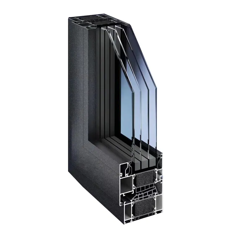 Finestre a pannello triplo con finestra passiva inclinabile e girevole in alluminio standard tedesco