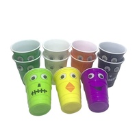 Vente directe d'usine Robuste Monster Purple PP 480ml Tasses de fête avec des expressions drôles pour les boissons de Noël ou d'anniversaire