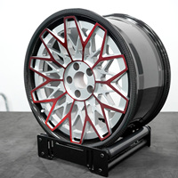 Rueda de Aleación Geométrica Forjada PWC en Rojo, Blanco y Negro, OEM ODM, Suministro de Fábrica al por Mayor para Tuning y Distribución