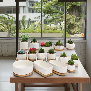 Vassoio <span class=keywords><strong>in</strong></span> Ceramica Semplice all'Ingrosso, Vaso Rettangolare <span class=keywords><strong>in</strong></span> Porcellana Bianca Smaltata per Piccole <span class=keywords><strong>Piante</strong></span> Succulente - Product Image 5