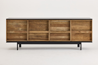 Armoire en orme antique de style champêtre français, buffet rétro minimaliste noir et marron, adapté aux salons