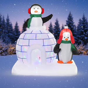 Pingüinos Inflables Navideños con Iglú y Bufanda, Luz LED Giratoria de Colores, Decoración Navideña para Jardín Exterior de 5 Pies - Product Image 2