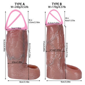 Großer Realistischer Silikon-Penis-Sleeve-Verlängerer für Männer - Wiederverwendbares Kondom in Fleischfarbe, Wasserdicht, Weich und Flexibel - Product Image 2