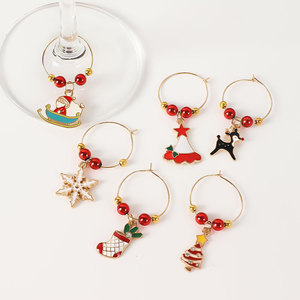 6 unids/set dijes de copa de vino TEMA DE Navidad <span class=keywords><strong>marcadores</strong></span> de copa de vino etiquetas recuerdo de fiesta de Navidad regalos de dijes de vino identificados - Product Image 4
