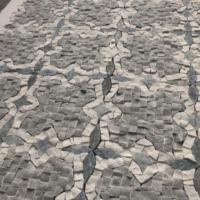 Tuile de mosaïque en ardoise naturelle à surface polie motif tournesol pour la décoration murale et le revêtement de sol avec support en maille