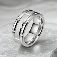 JLM Prêt à expédier, bague de mariage pour couple en acier titane 316L gravée CNC, géométrique, brossée, style punk, unisexe, pour homme et femme