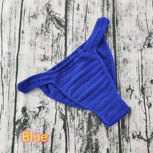 Venta al por mayor de los hombres sexy 1 pieza de ganchillo Bikinis & Beachwear hecho a mano ventilado G-String con logotipo sólido cintura tomar el sol ropa interior - Product Image 2
