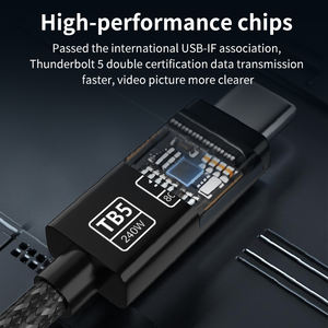 Câble USB-C Thunderbolt 5 Type-C 80G haute vitesse 5A à charge rapide PD, conducteur en cuivre pur, gaine en nylon tressé pour <span class=keywords><strong>appareil</strong></span> photo et ordinateur - Product Image 5