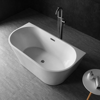 Baignoire autoportante en acrylique Gurgle, design mural, gain de place, idéale pour les salles de bain d'appartement