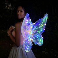 Ballons décoratifs en forme d'ailes de papillon transparentes lumineuses LED, vente chaude, décoration d'anniversaire pour filles, jouets