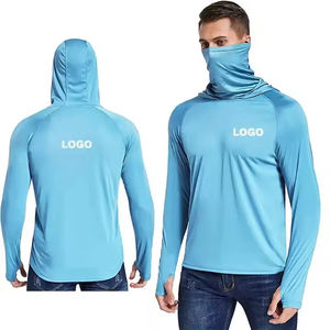 Camisetas de pesca con protección UPF 50 + Uv para hombre con logotipo personalizado, camisas de pesca con capucha de manga larga de secado rápido con polaina para el cuello - Product Image 4