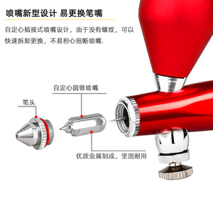 M180 แอร์บรัช 0.3-0.5 มม. แบบดูอัลแอคชั่น ป้อนสีด้วยแรงโน้มถ่วง ปรับความเร็วได้ สำหรับงานศิลปะ วาดภาพ ทำโมเดล พกพาสะดวก ถ้วยขนาด 10 ซีซี - Product Image 4
