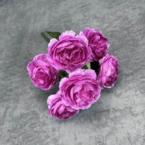 BF-PY10 Bouquet de 7 têtes de pivoines artificielles en soie, fleurs simulées faites à la main pour la photographie, les mariages, les fêtes et la décoration intérieure - Product Image 5