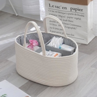 Panier à couches tissé avec couvercle à poignée Panier à couches avec séparateurs pour bébé