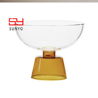SUNYO - Tazón de Postre de Vidrio Colorido de Lujo Creativo, Tazón de Agua de Vidrio de Borosilicato de Alta Calidad para Helado, Leche Agria