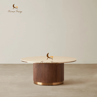 Table basse en bois massif de qualité hôtelière 5 étoiles, avec pieds cylindriques robustes, de qualité commerciale, en noyer foncé