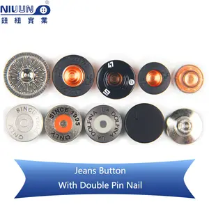 Botón de Metal y Latón para pantalones vaqueros, botón personalizado, logotipo personalizado de fábrica, latón, Metal, oro, plata, con vástago