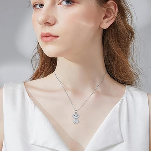 Collar con Colgante de Perro Maltés Clásico <span class=keywords><strong>en</strong></span> Plata de Ley 925 con Baño de Rodio y Circonita, Regalos de Compromiso para Mujeres, Cumpleaños - Product Image 5