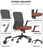 Chaise de bureau ergonomique en maille de luxe moderne pour conférences, avec accoudoirs réglables, fonction pivotante, mousse haute densité