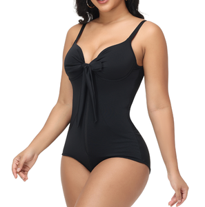 Maillot de bain sculptant une pièce monokini avec nœud frontal, haute élasticité, combinaison de natation gainante, fabricant - Product Image 4
