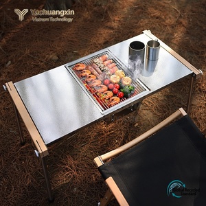 Outdoor Camping Stainless Steel Folding Picnic Combo <b>BBQ</b> <b>Table</b> <b>Table</b> <b>BBQ</b> Stove Wood Stove <b>Table</b> - Product Image 5
