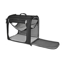 Sac de transport pour chat en polyester grande capacité, couleur unie, respirant, multi-animaux, connectable, avec bandoulière à bouton pour les voyages en voiture et la mode