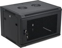 6U 12U armoire de serveur murale, support de réseau, boîtier silencieux, ventilateur de refroidissement, verrouillage de la porte en verre, noir