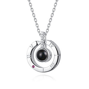 2020 Nuevo S925 Plata de ley 100 Idiomas Te amo Collar de proyección de explosión Mujer Colgante Joyas Cadena de clavícula - Product Image 1