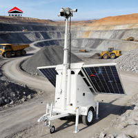 Kamera CCTV Solar Mobile Tahan Air dengan Trailer, Baterai Gel 4*200Ah, Tiang Manual 6m, untuk Lokasi Konstruksi, Model ENWEI 3400, Cloud/SD/NVR