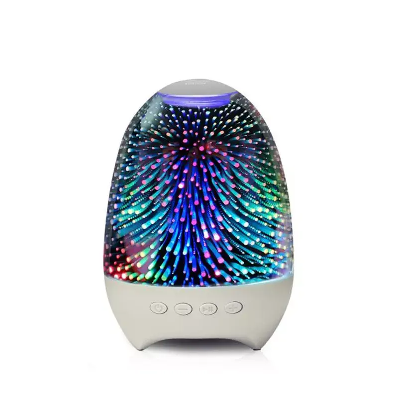 Best Selling RGB Light Speakers bluetooth 3D Glass Bedside Table Lamp Color LED Night Lamp Touch Control FM radio Speaker